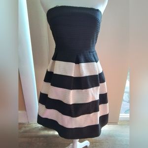 Elegant Black and White Strapless Dress